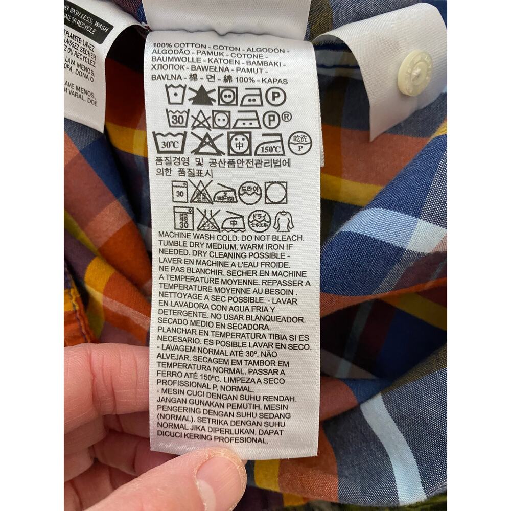 Levi's Orange Blue Plaid Casual Button-Down Shirt - Picture 5 of 7